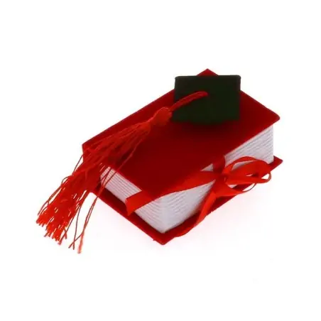 Bomboniera Libro Rosso Laurea con cappello Tocco nero
