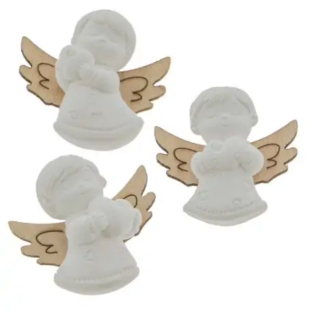 gessetti angeli con ali in legno bomboniere battesimo e nascita