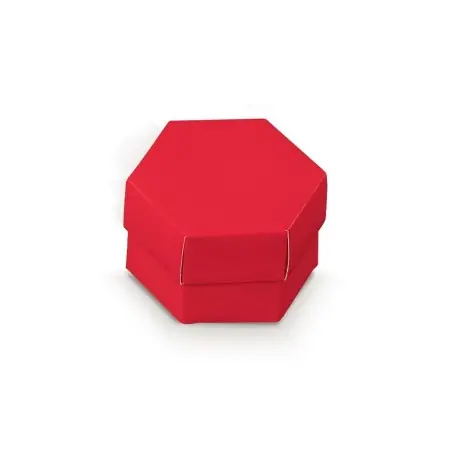scatole portaconfetti laurea a forma di esagono rosso con divisorio