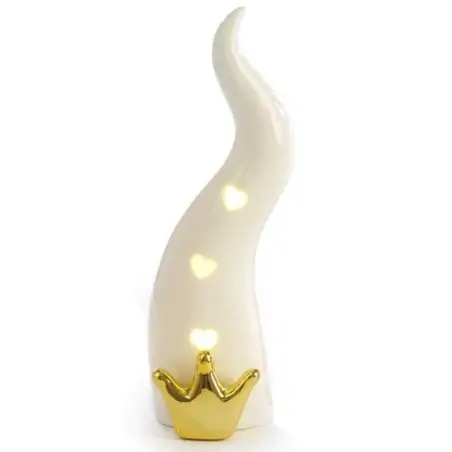 Lampada led a forma di corno bianco con corona oro