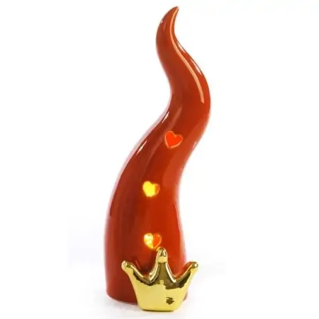Lampada led corno rosso con corona bomboniera originale laurea