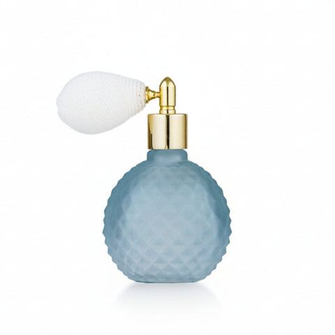Profumatore spray Bubble in vetro blu con pompetta dorata Madrhelen Paris