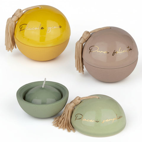 Portacandela Sferico 3 Colori Ø7 cm - Bomboniera Nappina Scritte Dorate