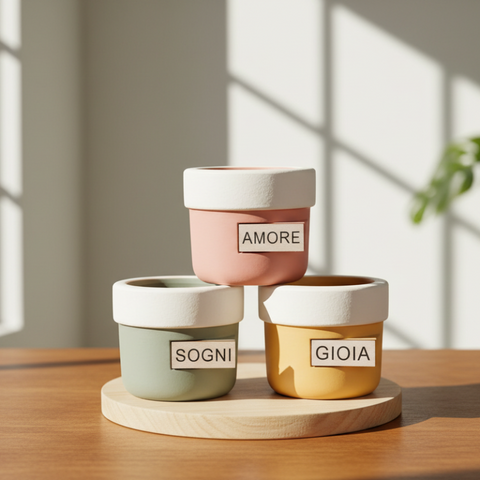 Vaso Portapiante Gioia Amore Sogni - Bomboniera Comunione Cresima