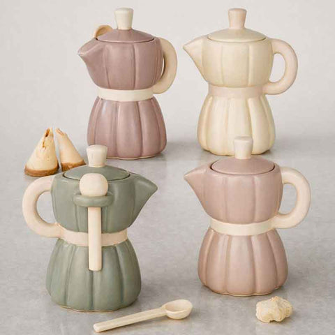 Zuccheriera Moka in Ceramica H.11 cm - Bomboniera Matrimonio 4 Colori Assortiti