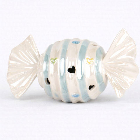 Caramella Luminosa LED Porcellana Celeste - Bomboniera Battesimo Maschietto