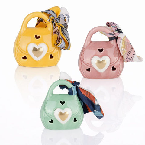 Borsetta Luce LED Bomboniera cm.8 - Bomboniera Luminosa Cuore Foulard