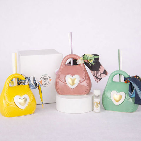 Borsetta Profumatore Bomboniera Ceramica cm.10 - Bomboniera Profumata Cuore