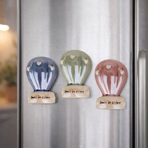 Bomboniera Mongolfiera Magnete Ceramica cm.6,5 - Bomboniera Calamita Amare