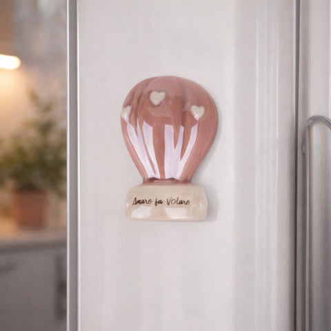 Bomboniera Mongolfiera Magnete Ceramica cm.6,5 - Bomboniera Calamita Amare