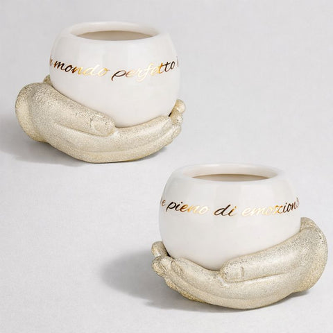 Porta Pianta Sfera su Mani - Bomboniera Matrimonio Unica