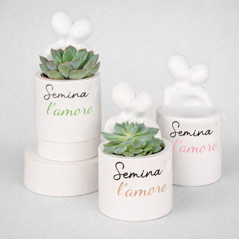 Porta Piante Bomboniera Coppia Innamorati Semina l'Amore