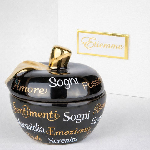 Scatolina Portagioie Mela Nera Porcellana - Bomboniere Nozze