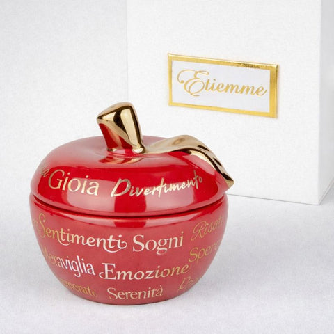 Cofanetto Portagioie Mela Rossa - Bomboniera Nozze con Frasi Augurali