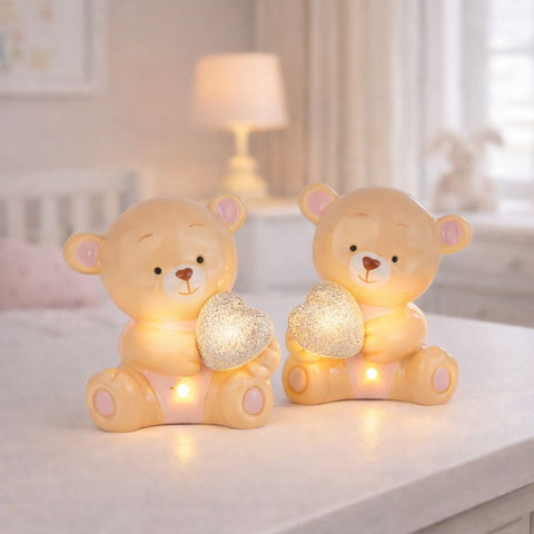 Lucette LED Orsetto Rosa - Bomboniere Battesimo Bambina