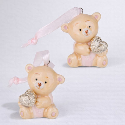 Bomboniera Orsetto Rosa con Cuore - Nascita e Battesimo