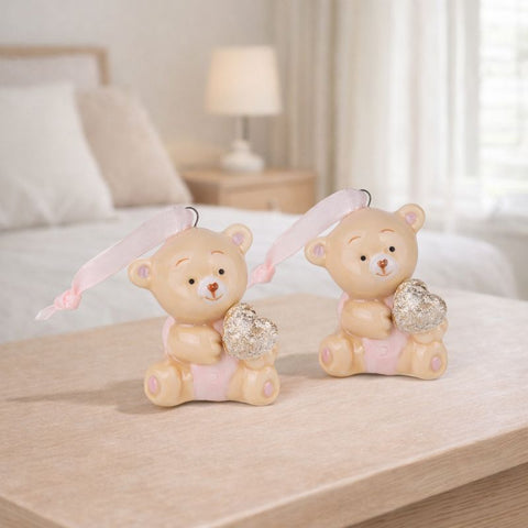 Bomboniera Orsetto Rosa con Cuore - Nascita e Battesimo