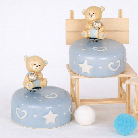 Carillon con Orsetto Azzurro - Bomboniera Battesimo Maschietto