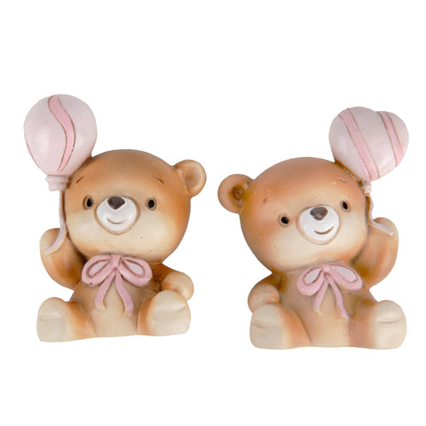 Calamita Orsetto Bomboniera Nascita Bimba con Palloncino Cuore Rosa