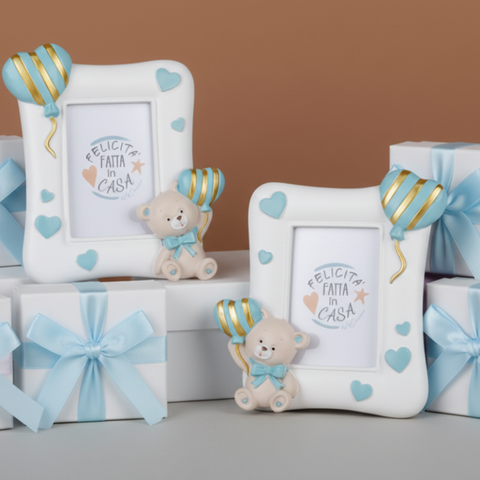 Cornice Portafoto Bomboniera Battesimo e Primo Compleanno Maschietto
