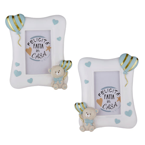 Cornice PortafotoOrsetto Bomboniera Battesimo e Primo Compleanno Maschietto