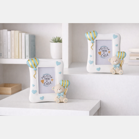 Cornice Portafoto Bomboniera Battesimo e Primo Compleanno Maschietto