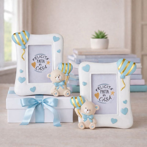 Cornice Portafoto Bomboniera Battesimo e Primo Compleanno Maschietto