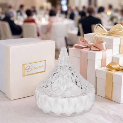 Bomboniera in Vetro con Coperchio a Piramide – Scatola Decorativa Elegante per Matrimonio e Anniversari