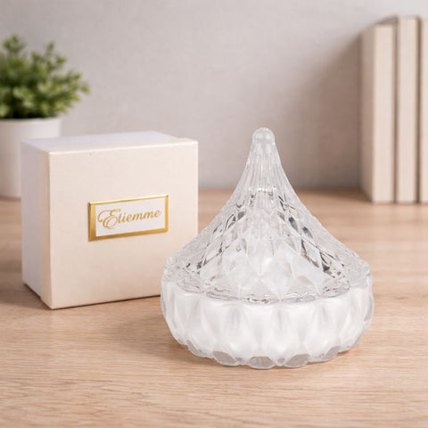 Bomboniera in Vetro con Coperchio a Piramide – Scatola Decorativa Elegante per Matrimonio e Anniversari