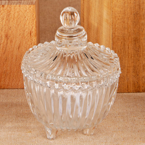 Barattolo portacaramelle in vetro cristallo trasparente con coperchio decorativo