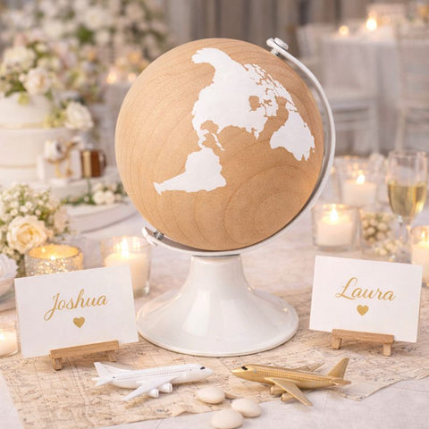 Bomboniera Mappamondo in Legno h 8,5 cm – Decorazione Originale Tema Viaggio