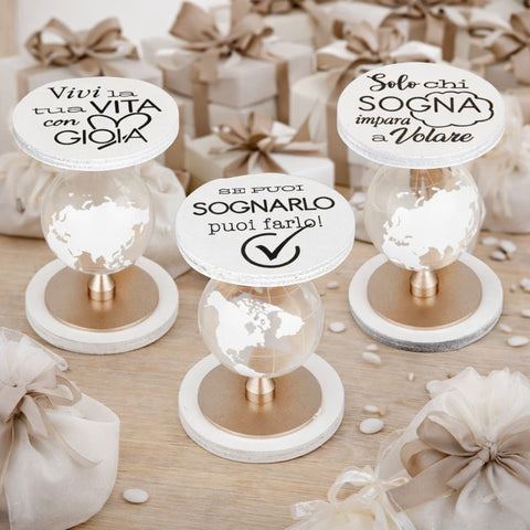 Bomboniera Mappamondo Girevole con Frasi Ispiratrici – Idea Originale per Eventi