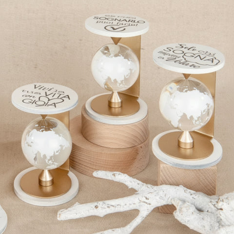 Mappamondo Girevole in Cristallo h 10 cm – Bomboniera Tema Viaggio