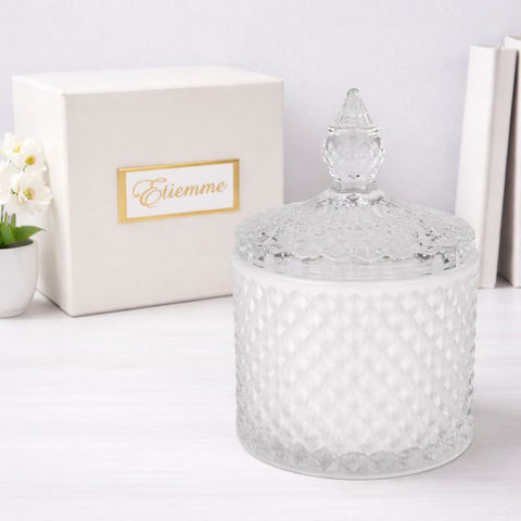Bomboniera Ginevra – Barattolo Cilindrico in Vetro Decorativo con Coperchio