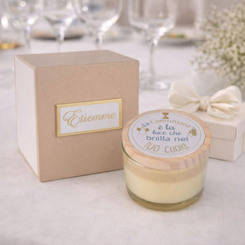Candela Profumata Prima Comunione – Bomboniera Utile con Scatola