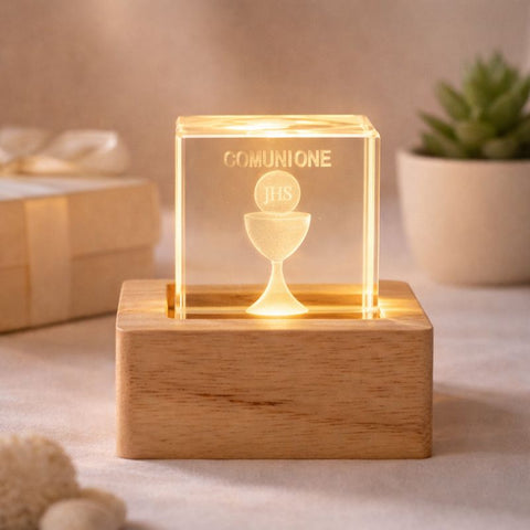 Bomboniera Lampada LED Calice Ostia Prima Comunione Cresima Religiosa