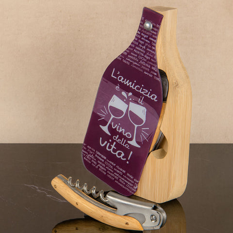 Set Cavatappi con Scatola Bottiglia in Legno – Bomboniera Tema Vino