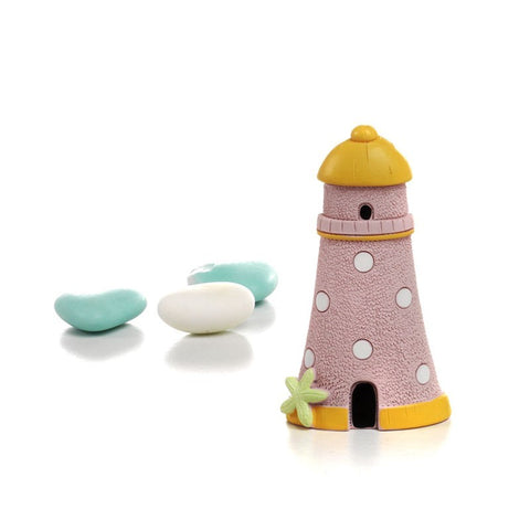 Bomboniera faro rosa e arancione con magnete