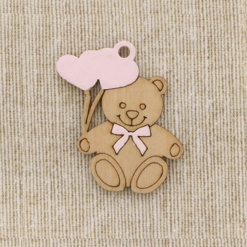 Applicazione bomboniera orsetto con cuoricini rosa (12pz)