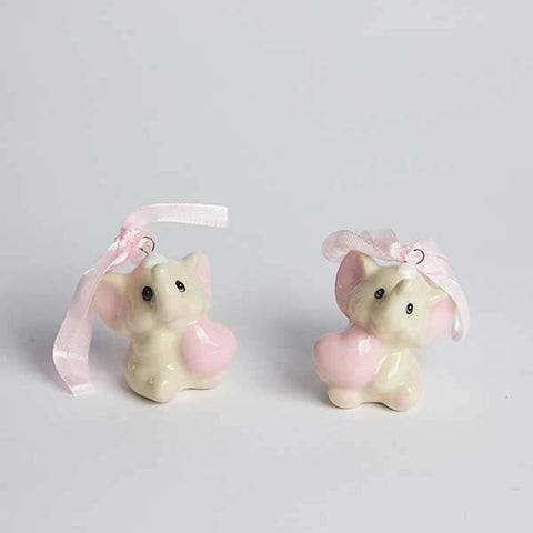 ELEFANTI CERAMICA STATUETTE ROSA PER FEMMINUCCIA