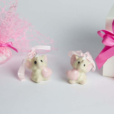 ELEFANTI CERAMICA STATUETTE ROSA PER FEMMINUCCIA
