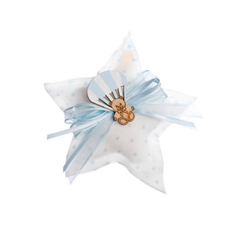 SACCHETTI NASCITA BIMBO A STELLA CON APPLICAZIONE MONGOLFIERA E