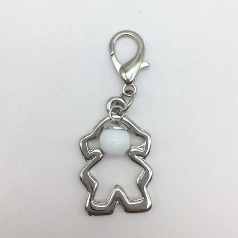 CIONDOLO BIMBA IN METALLO CON PERLA BIANCA