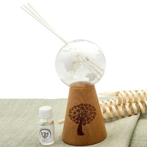 Diffusore Mappamondo in Vetro e Legno