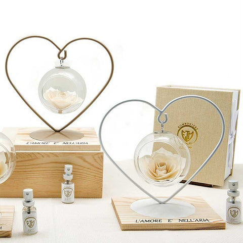 Diffusore con Fiore Bomboniere a Forma di Cuore