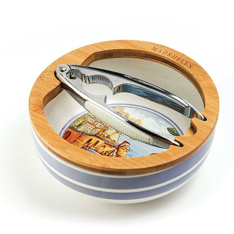 Bomboniere Utili Schiaccianoci con Cesto in Ceramica Decorata e