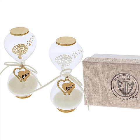 Clessidre Vetro Decoro Albero della Vita e Cuore Legno