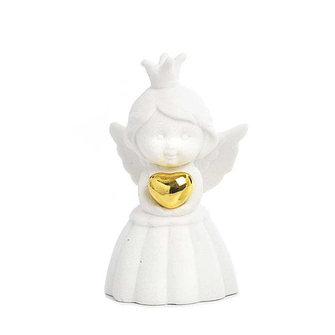 Bomboniere Angioletto Porcellana Bianca con Corona e Cuore