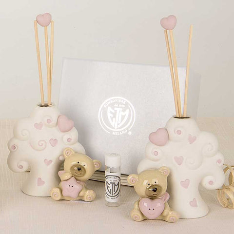 Profumatori per ambienti albero e orsetto battesimo bimba