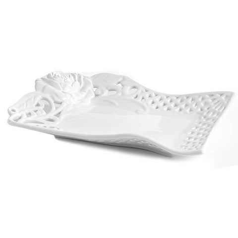 Vassoio in ceramica bianca bomboniere matrimonio di stile